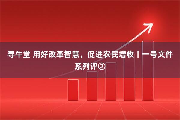 寻牛堂 用好改革智慧，促进农民增收丨一号文件系列评②