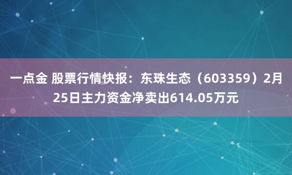 一点金 股票行情快报：东珠生态（603359）2月25日主力资金净卖出614.05万元
