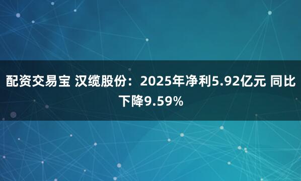 配资交易宝 汉缆股份：2025年净利5.92亿元 同比下降9.59%