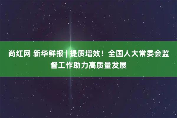 尚红网 新华鲜报 | 提质增效！全国人大常委会监督工作助力高质量发展